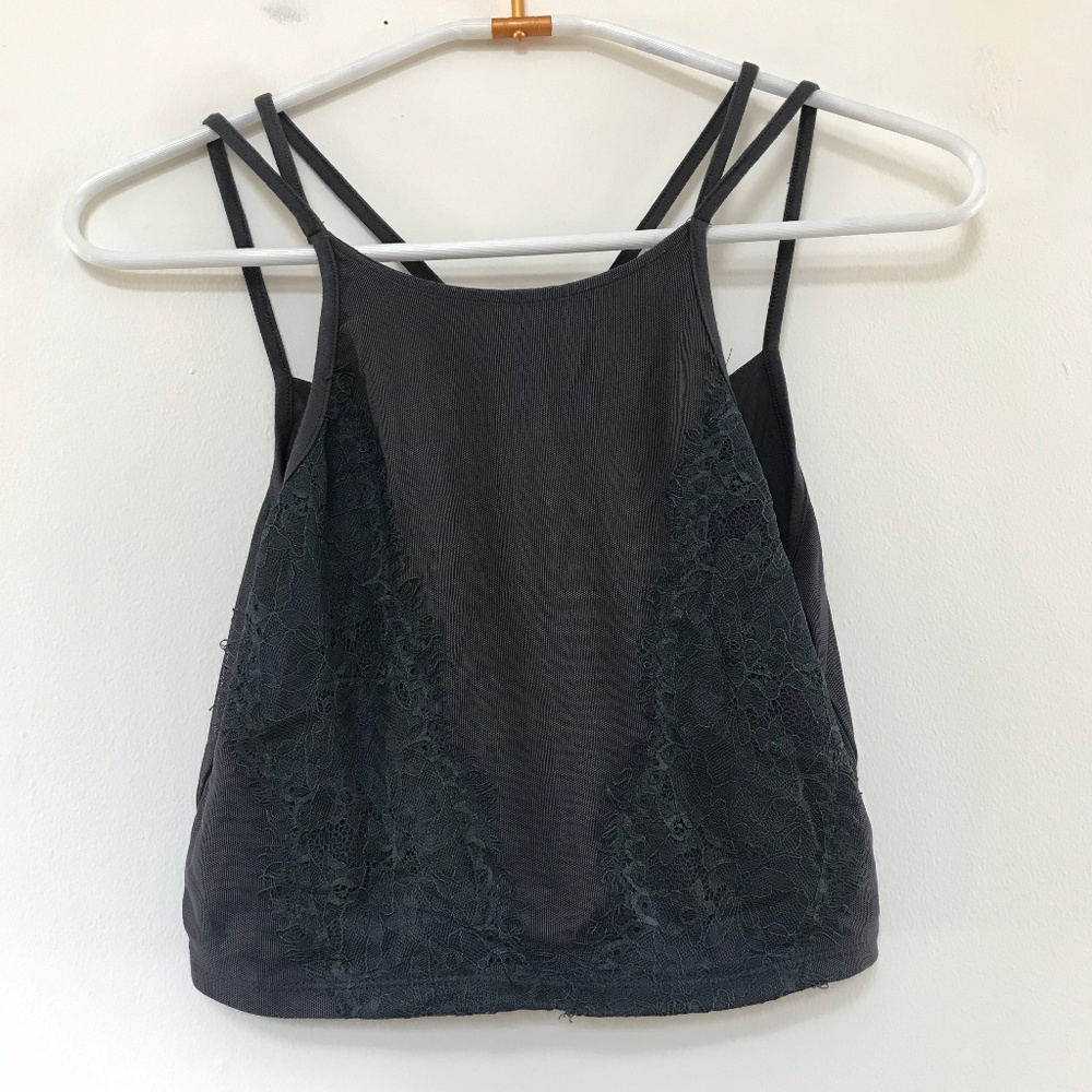Gray Lace Crop Top